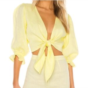 Faithfull the Brand Lemon Tie-Front Blouse